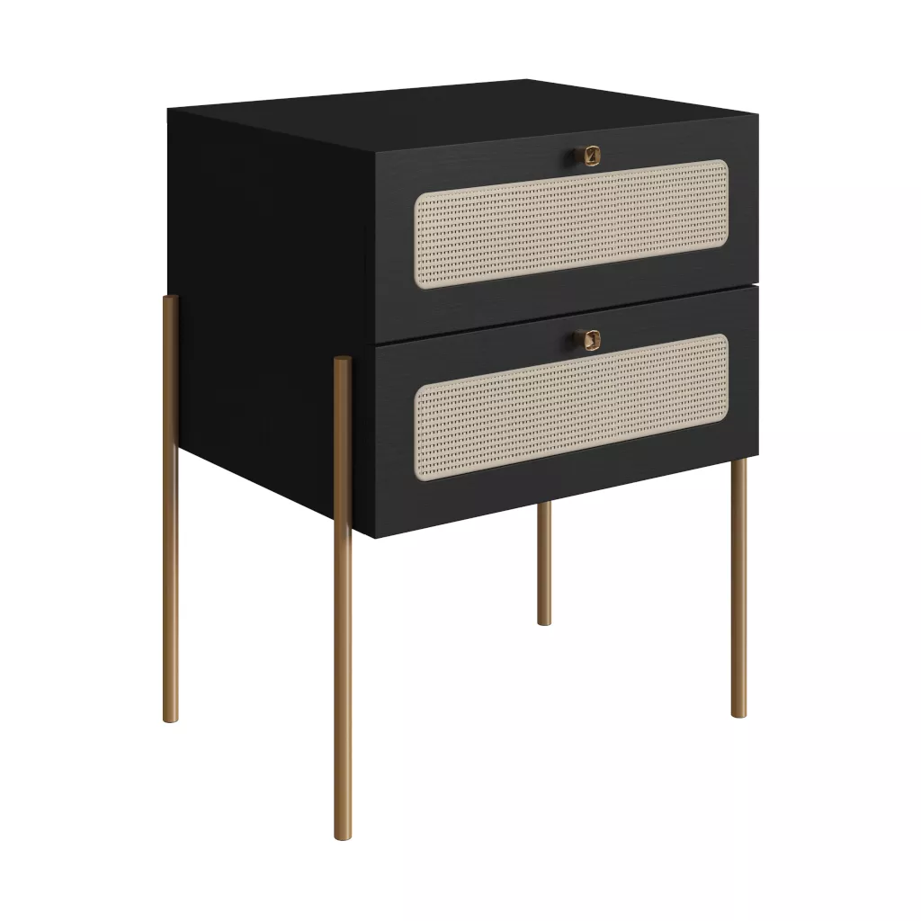 Mesa de Cabeceira Oslo Com 2 Gavetas Pés Metálicos